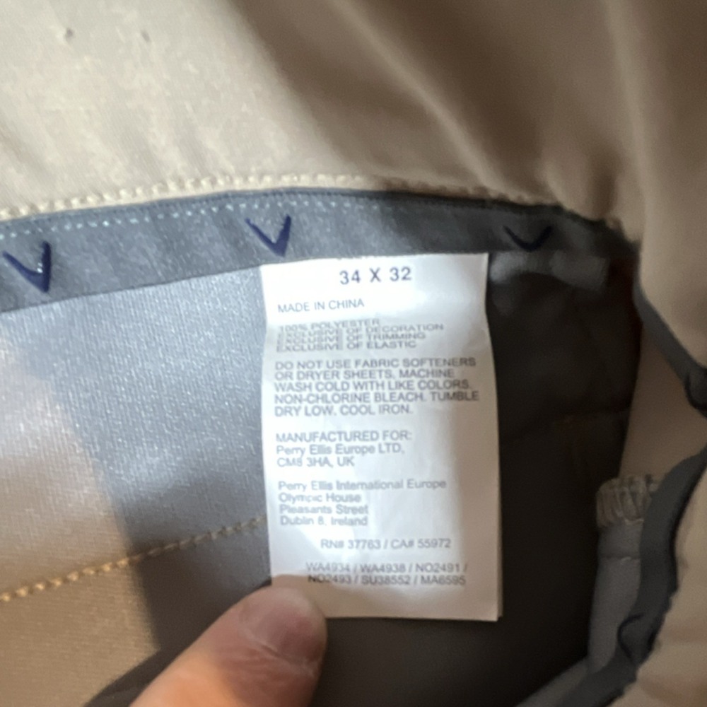Callaway Opti-Dri Golf Pants Beige Men's‎ 34x32 Regular Fit Flat Front - Picture 3 of 11